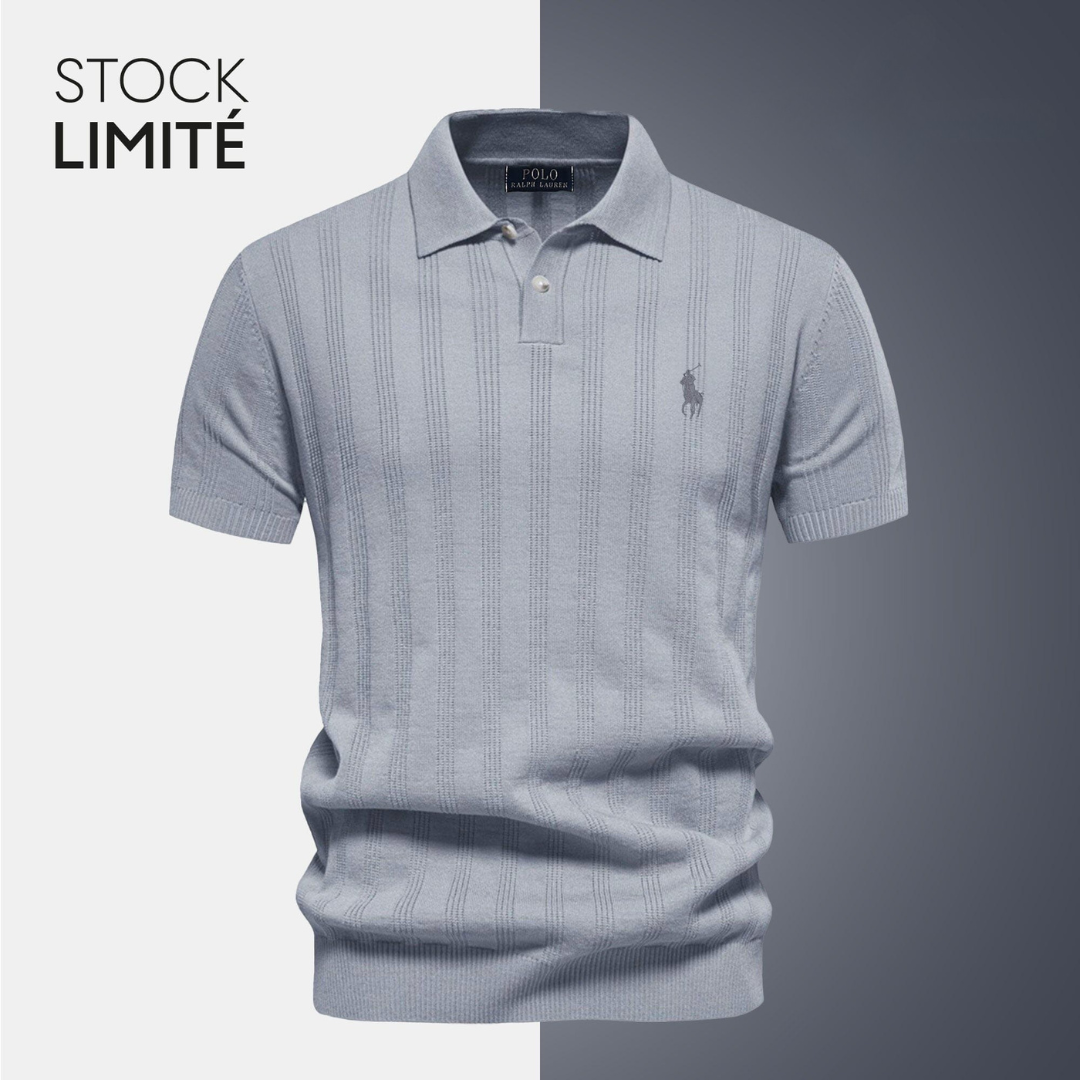 R&L Exclusive Men's Textured Knit Polo Shirt