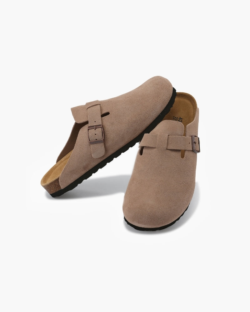 Suede clogs