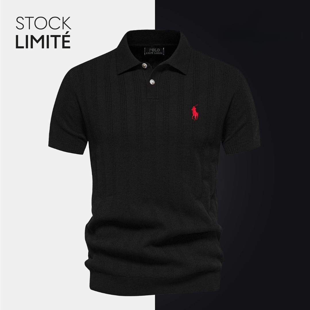 R&L Exclusive Men's Textured Knit Polo Shirt