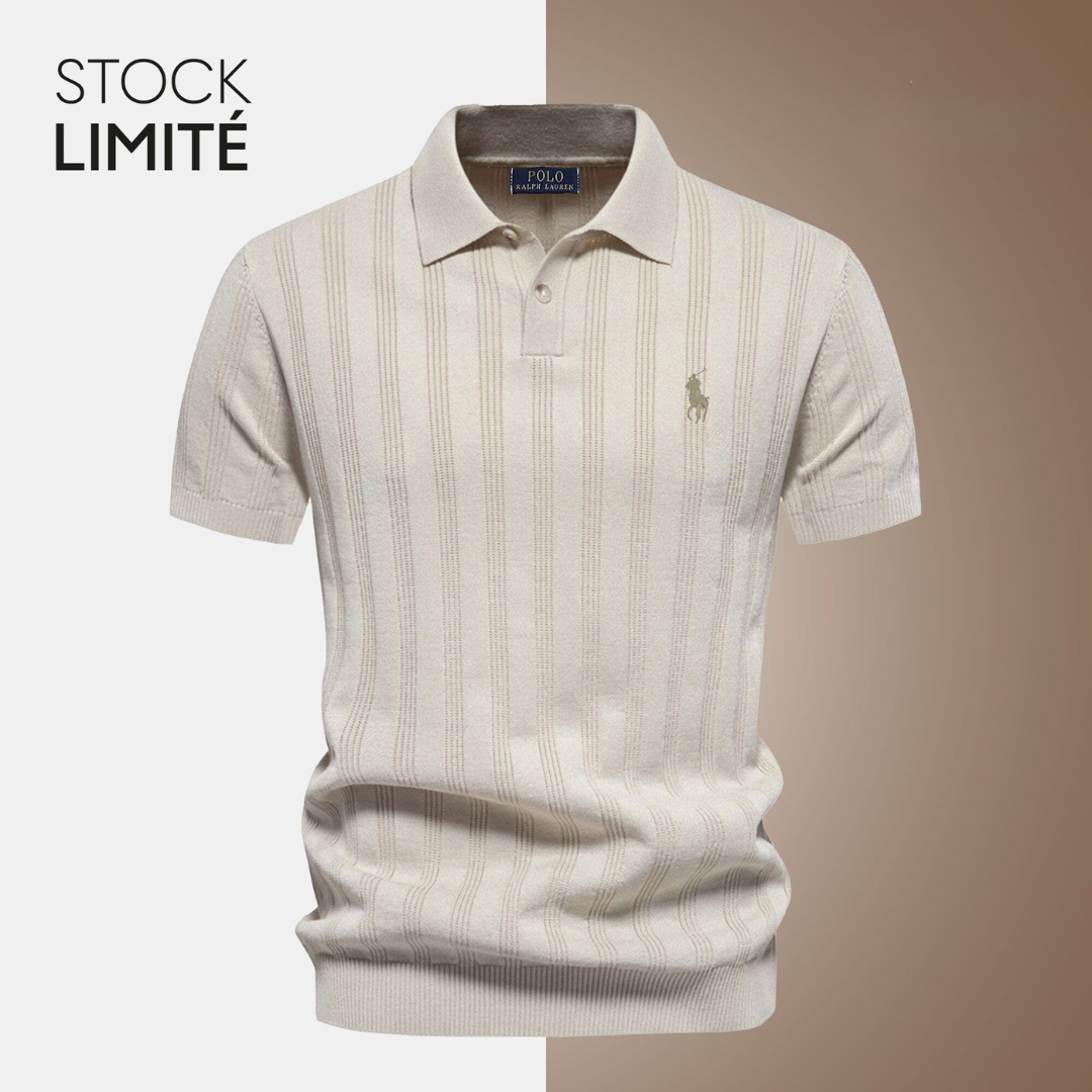R&L Exclusive Men's Textured Knit Polo Shirt