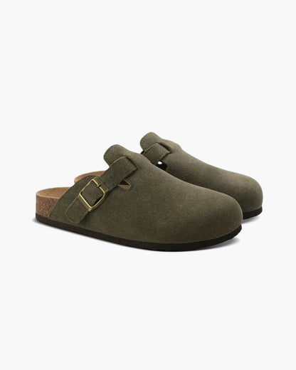 Suede clogs