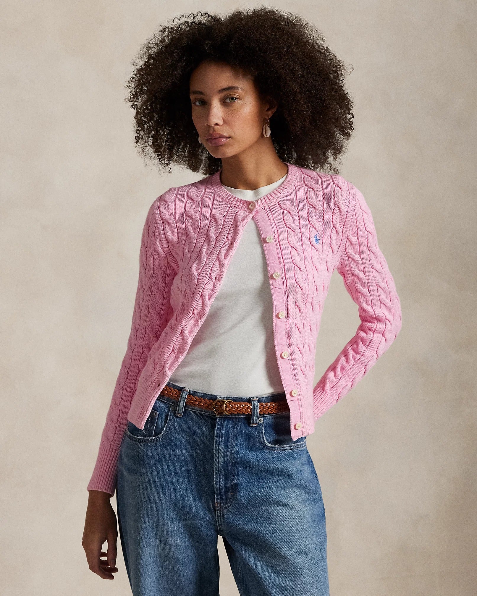 Cardigan R&amp;L | Cotton cable knit 